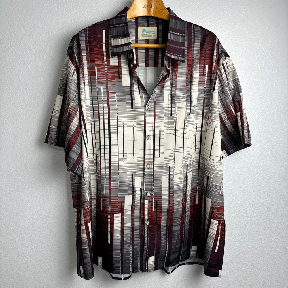 Royaura Hawaiian Shirt Men's 3XL Abstract‎ Print Short Sleeve Rayon Button Up
